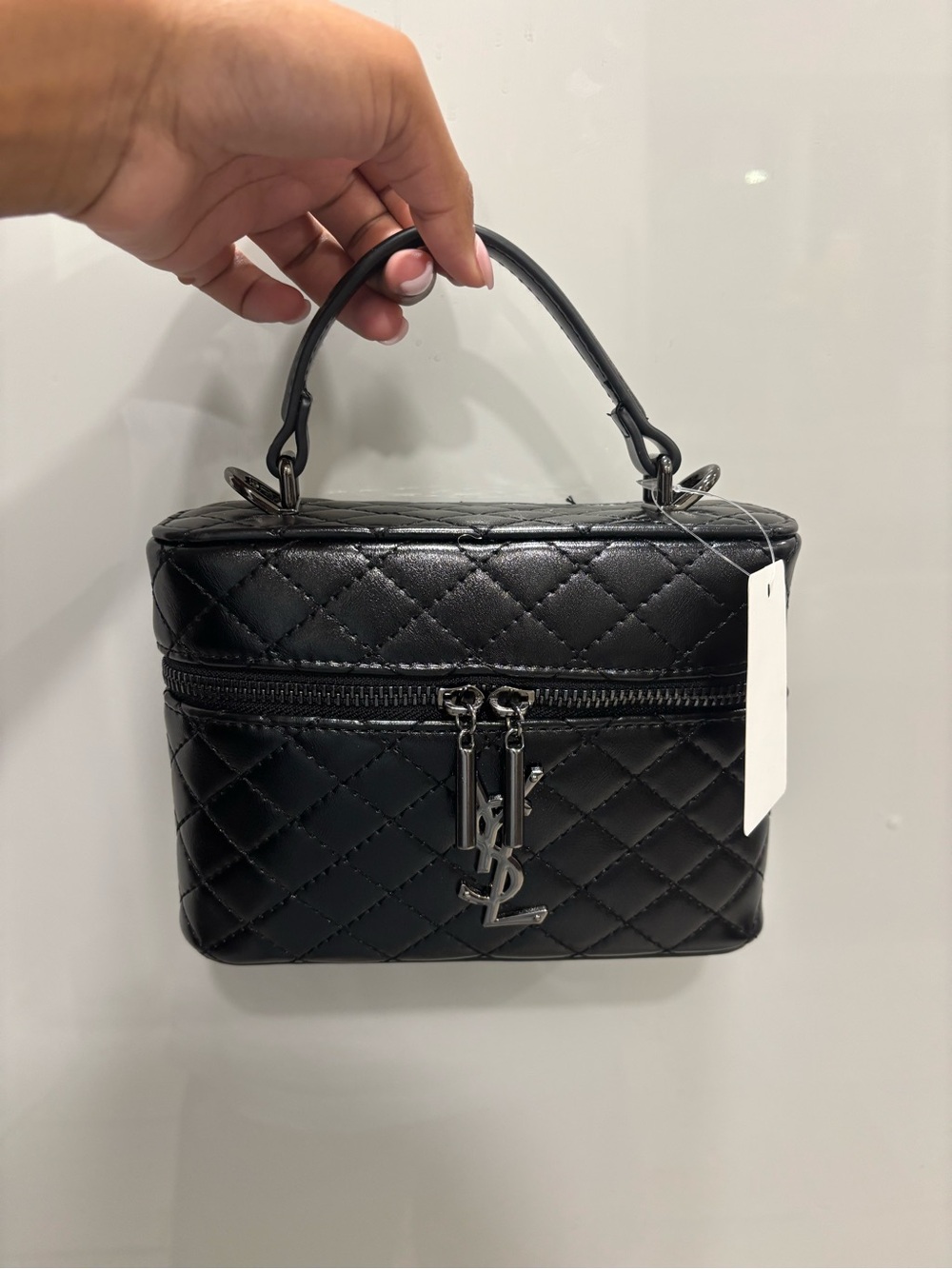 Saint Laurent Black Quilted Top-Handle Vanity Bag